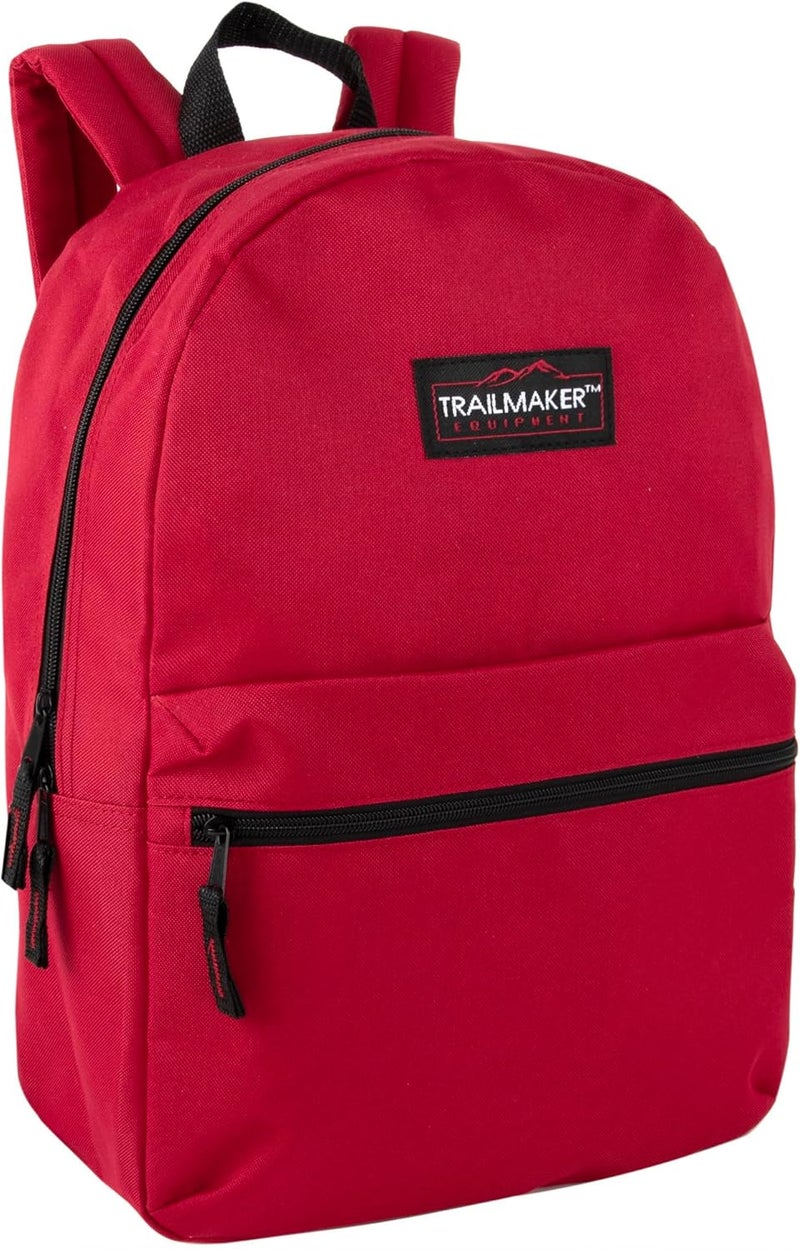 Trailmaker Classic 17 inch Backpacks with Adjustable Padded Straps | School Backpacks for Girls, Boys (Red) - Image 1